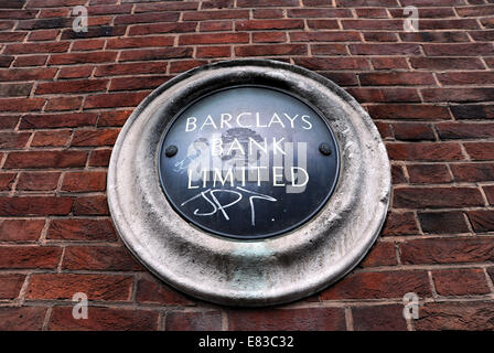 Brighton UK - alte Barclays Bank Limited Schild an Wand Stockfoto