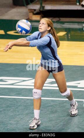 September 12, 2009 - Tampa, FL, USA - Foto: Bildunterschrift: [Tampa - 12.09.09)] Natasha Rowland (8) von Berkeley stößt den Ball während des High School Classic gegen Venedig High School in Tampa zweimal Volleyball Meisterschaft in der USF Sun Dome in Tampa Samstagnachmittag, 12.09.09. (Kredit-Bild: © St. Petersburg Times / ZUMA Wire) Stockfoto