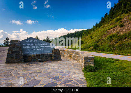 Der höchste Punkt auf der Blue Ridge Parkway, in North Carolina. Stockfoto