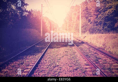 Jahrgang gefiltert Bild von Eisenbahnschienen. Stockfoto