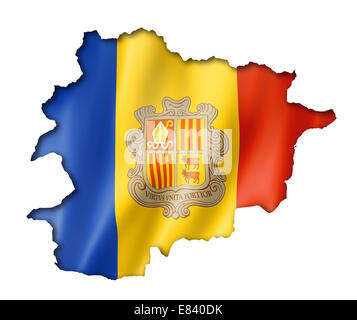 Andorra Flagge abzubilden, drei dimensionalen Render, isoliert auf weiss Stockfoto
