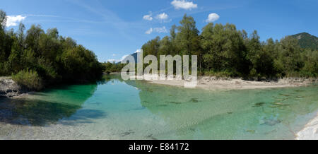 Obere Isar River, im Sediment Barriere, Naturschutzgebiet, Isartal, Tölzer Land, Upper Bavaria, Bavaria, Germany Stockfoto