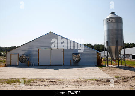 Klimaanlage auf der Vorderseite der industriellen Nutzgeflügel Schuppen, Eastern Shore, Chesapeake Bay, Maryland, USA Stockfoto