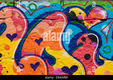 Bunte Graffiti in einem Scateboard Park in Reykjavik, Island Stockfoto