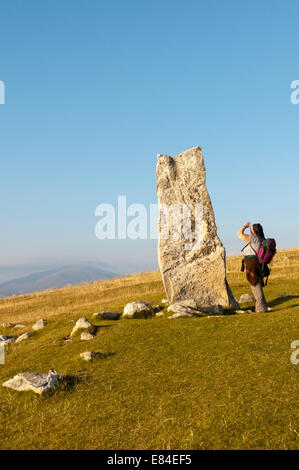 Clach Mhic Leoid oder MacLeod Stein auf der West Küste von South Harris. Stockfoto