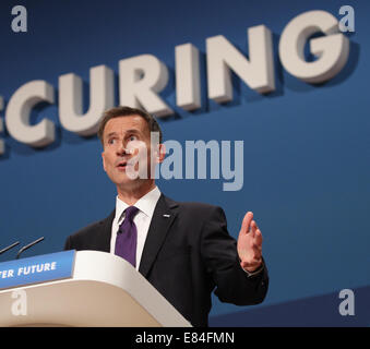 JEREMY HUNT MP SECRETARY OF STATE FOR HEALTH 30. September 2014 ICC BIRMINGHAM ENGLAND Stockfoto