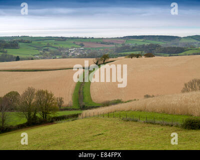 Großbritannien, England, Somerset, Blick über Bristol Channel aus der Vogelperspektive Hügel oberhalb Monksilver Stockfoto