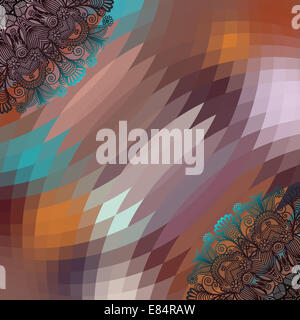 quadratische geometrische Komposition mit ethnischen Blumen-design Stockfoto