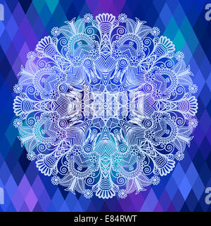 quadratische geometrische Komposition mit ethnischen Kreis Blumenmuster, c Stockfoto