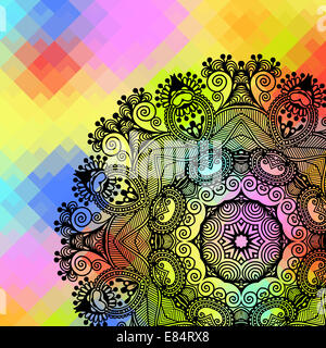 quadratische geometrische Komposition mit ethnischen Kreis Blumenmuster, c Stockfoto