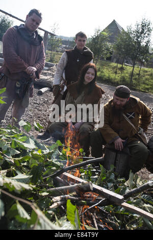 Clanranald Trust, im mittelalterlichen befestigten Dorf Duncarron, Carron Tal Wald, Schottland Stockfoto