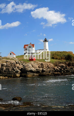 Cape Neddick Lighthouse auch genannt Nubble Light, York, Maine, USA Stockfoto
