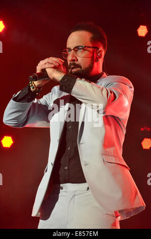 Backstreet Boys Durchführung Leben im ISS Dome.  Mitwirkende: Alexander James AJ McLean wo: Düsseldorf bei: 28. März 2014 Stockfoto