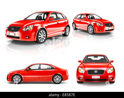 3D-Sammlung rote Luxus-Sportwagen Stockfoto