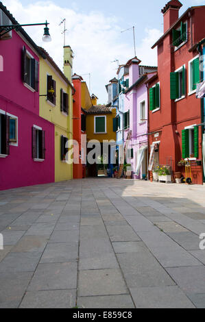 Die Farben der Wände der Burano, Venedig, Italien Stockfoto