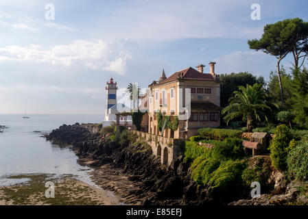 Leuchtturm, Cascais, Portugal, Europa Stockfoto