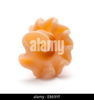 Campanelle Nudeln Tricolor, natürlich getönt mit Tomaten und Spinat, auch Gigli oder Riccioli genannt Stockfoto