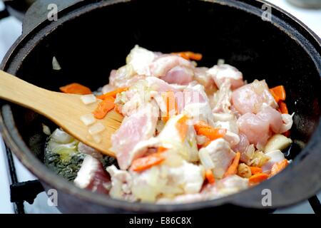 Rohe Chiken mit Gemüse im japanischen Stil Stockfoto