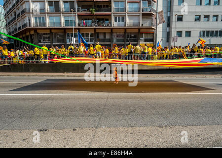 Fotos des Marsches für katalanische Unabhängigkeit statt in Barcelona im 11. September 2014. Stockfoto