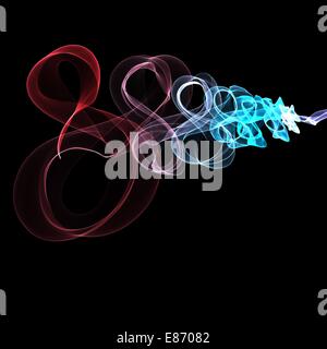 bunt geschwungene Linien auf schwarzem Hintergrund und eine Menge Exemplar Stockfoto