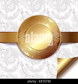 leichte Blumenkarte mit Goldband und Kreismuster, eps Stockfoto