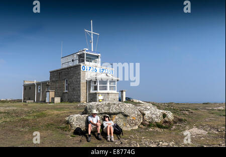 Die Gwennap Kopf Küsten Watch Station in Cornwall. Stockfoto