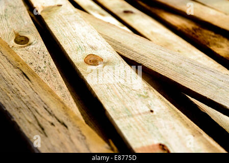 Baumaterialien, Stacked Holzzaun Holz Stockfoto