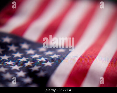 Makro-Ansicht der amerikanischen Flagge mit geringen Schärfentiefe zu abstrahieren. Stockfoto