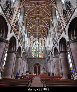 Hereford Kathedrale, Heimat der Mappa Mundi, mit erstaunlich bunten Dach Bosse, UK Stockfoto