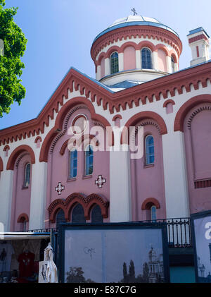 Blick auf die Seite der v. Mikalojaus Ba ny ia/St.-Nikolaus Kirche in Senamiestyje/Altstadt, Vilnius, Litauen Stockfoto