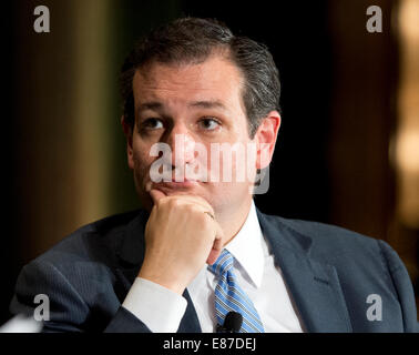 US-Senator Ted Cruz, R-Texas, wird während der 2014 Texas Tribune TribFest in Austin interviewt. Stockfoto