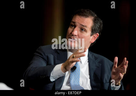 US-Senator Ted Cruz, R-Texas, wird während der 2014 Texas Tribune TribFest in Austin interviewt. Stockfoto