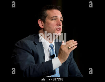 US-Senator Ted Cruz, R-Texas, wird während der 2014 Texas Tribune TribFest in Austin interviewt. Stockfoto