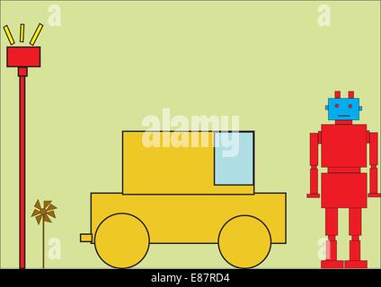 Vektor-Illustration von funky Retro roten Roboter Stock Vektor