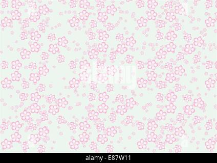 Vektor-Illustration von unterschiedlicher Größe-Sakura-Blumen-Muster auf dem dunkelblauen Hintergrund Stock Vektor