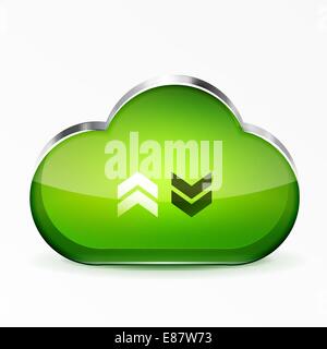 Vektor-grüne moderne 3d Glas Wolkensymbol Stock Vektor