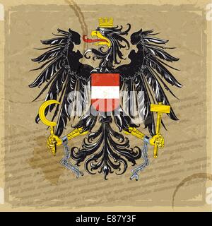 Wappen von Österreich auf ein altes Blatt Papier Stock Vektor