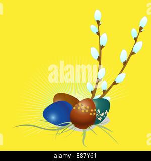 Vector Illustration Ostereier mit floralen Elementen und der Ast. Stock Vektor
