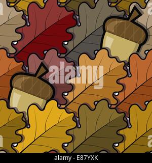 Nahtlose Muster mit Eichenlaub und Eicheln Stock Vektor