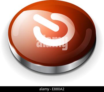 Vektor-rote glänzende Power-Button-Symbol Stock Vektor