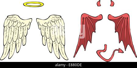 Cartoon-Engel und Dämon Flügel-Vektor-illustration Stock Vektor
