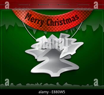 Vektor-Weihnachtskarte. Hängende metallischen Weihnachtsbaum Etiketten Stock Vektor