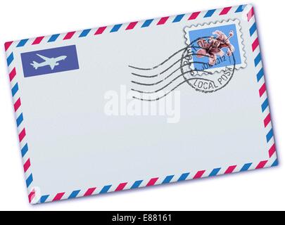 Vektor-Illustration von leeren Luftpost Umschlag mit Briefmarke und Stempel Stock Vektor