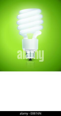 Vektor-Illustration edel energiesparende kompakte Leuchtstoff Glühlampe auf grünem Hintergrund Stock Vektor