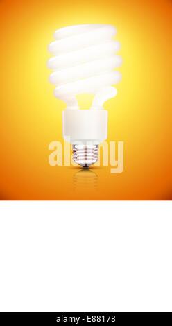 Vektor-Illustration von Edel energiesparende kompakte Leuchtstoff Glühlampe auf einem orangefarbenen Hintergrund Stock Vektor