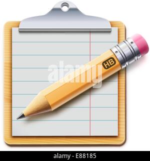 Vektor-Illustration der Zwischenablage mit geschärften detaillierte Bleistift isoliert auf weißem Hintergrund Stock Vektor