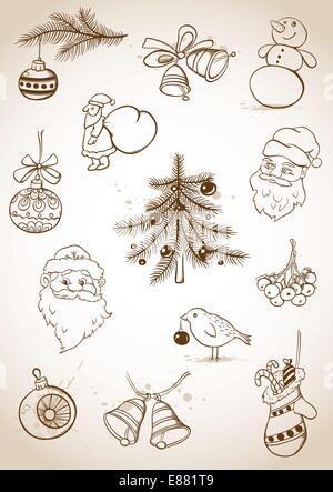 Satz von Doodle-Weihnachten-Elemente für das design Stock Vektor