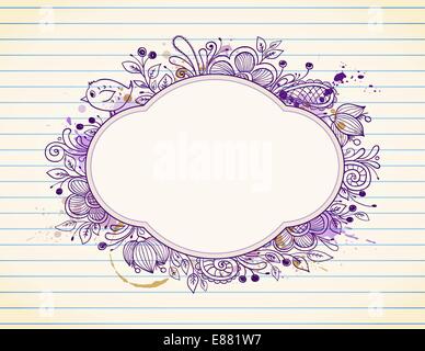 Hand gezeichnet Vektor Label mit dekorativen floralen Elementen Stock Vektor