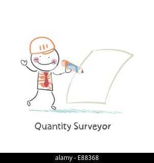 Quantity Surveyor schrieb in Bleistift auf Papier Stock Vektor
