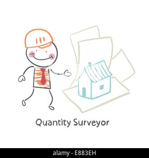 Quantity Surveyor-Design-Haus auf dem Papier Stock Vektor